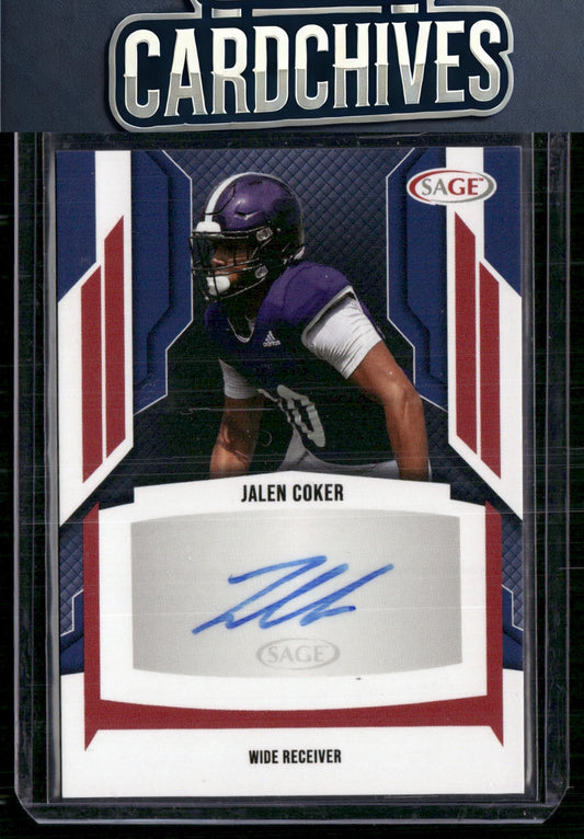Jalen Coker 2024 SAGE HIT #A-JC2 Autographs Red (High Series) Auto AU