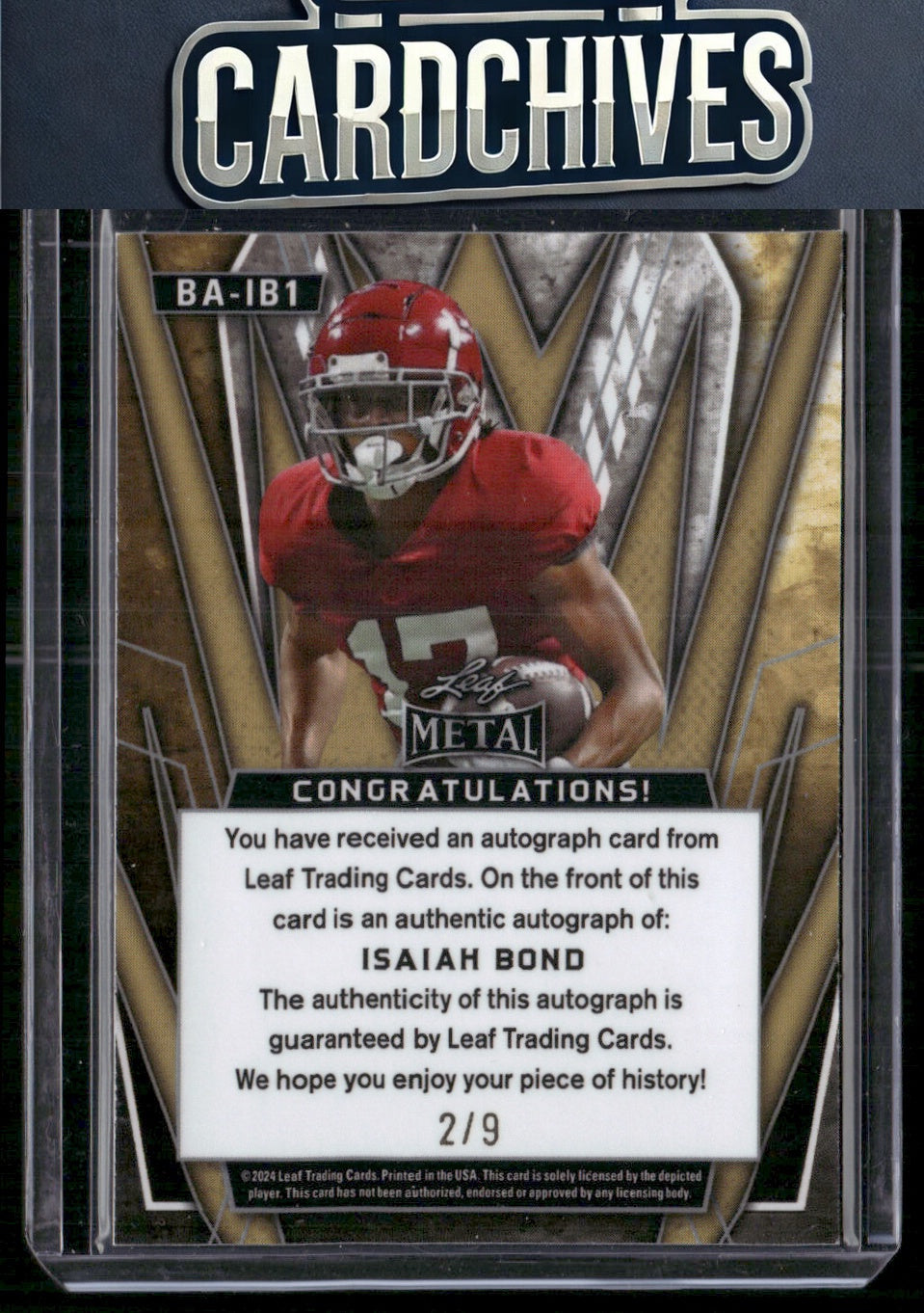 Isaiah Bond 2024 Leaf Metal #BA-IB1 Autographs Mojo Silver #/9 SN, AU