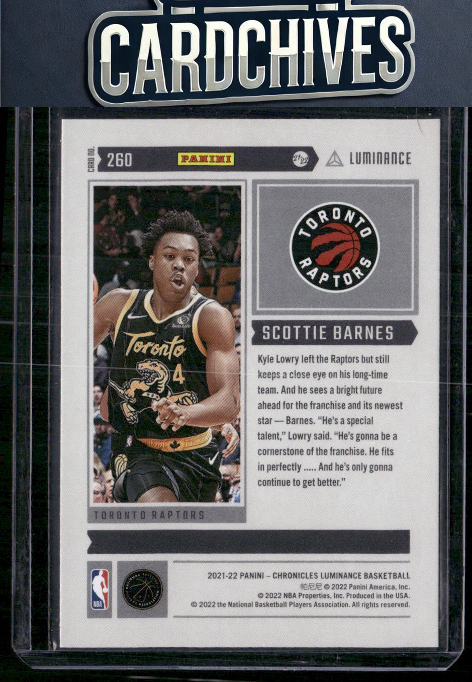 Scottie Barnes 2021-22 Panini Chronicles #260 Rookie RC
