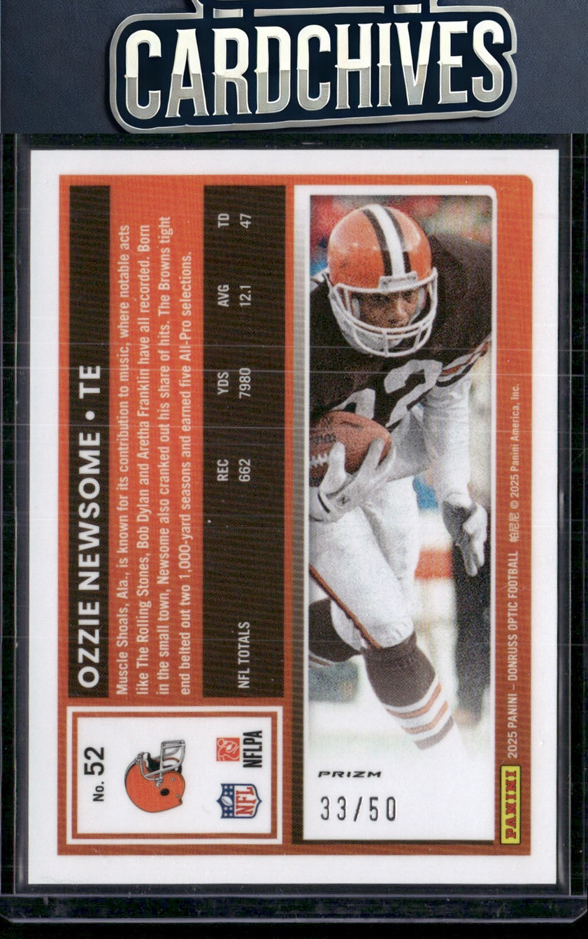 Ozzie Newsome 2025 Donruss Optic #52 Lime Green #/50 SN