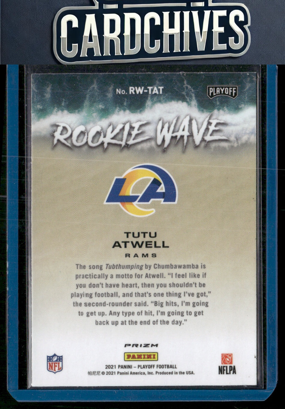 Tutu Atwell 2021 Panini Playoff #RW-TAT Rookie Wave Silver
