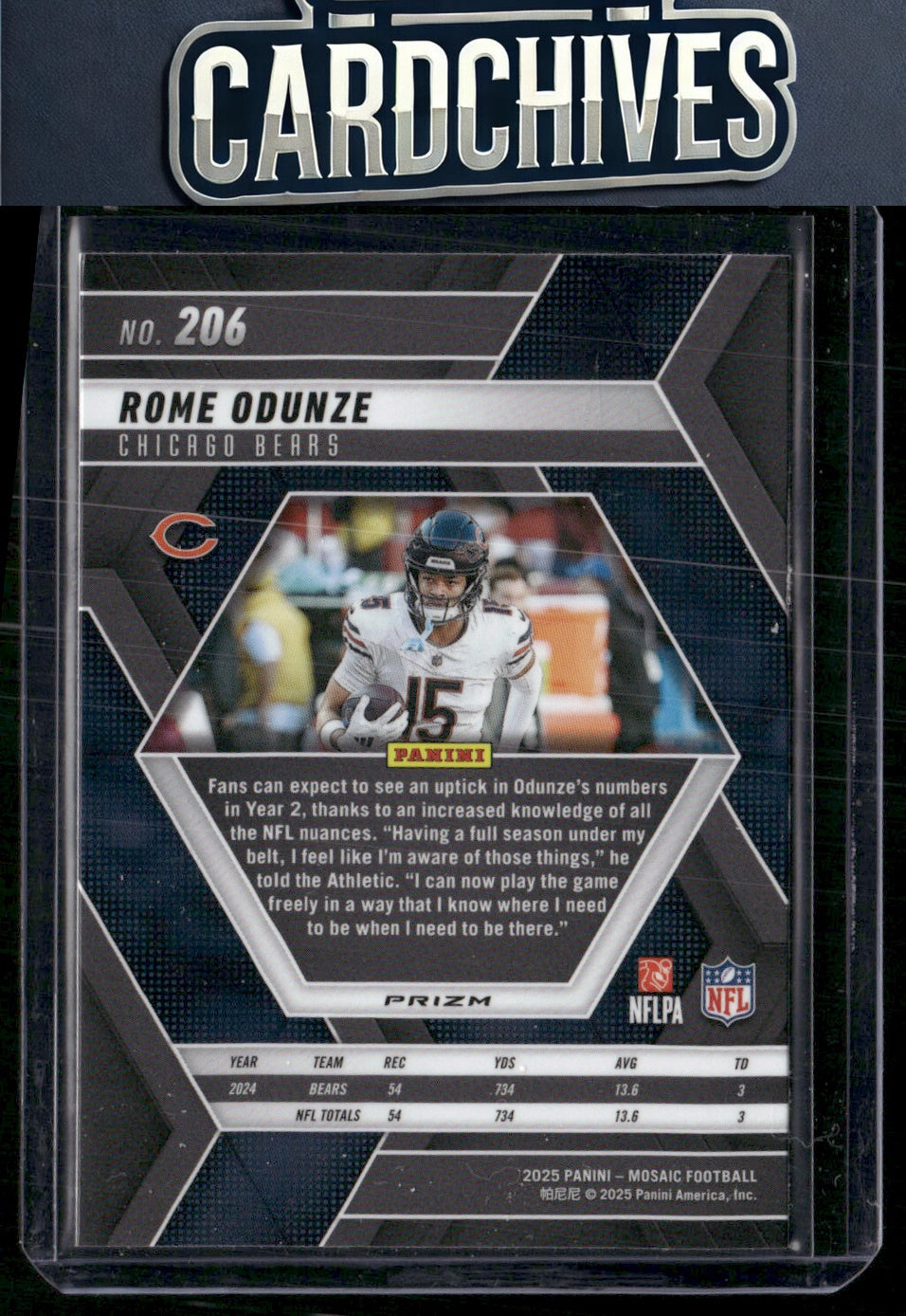 Rome Odunze 2025 Panini Mosaic #206 Mosaic Reactive Yellow
