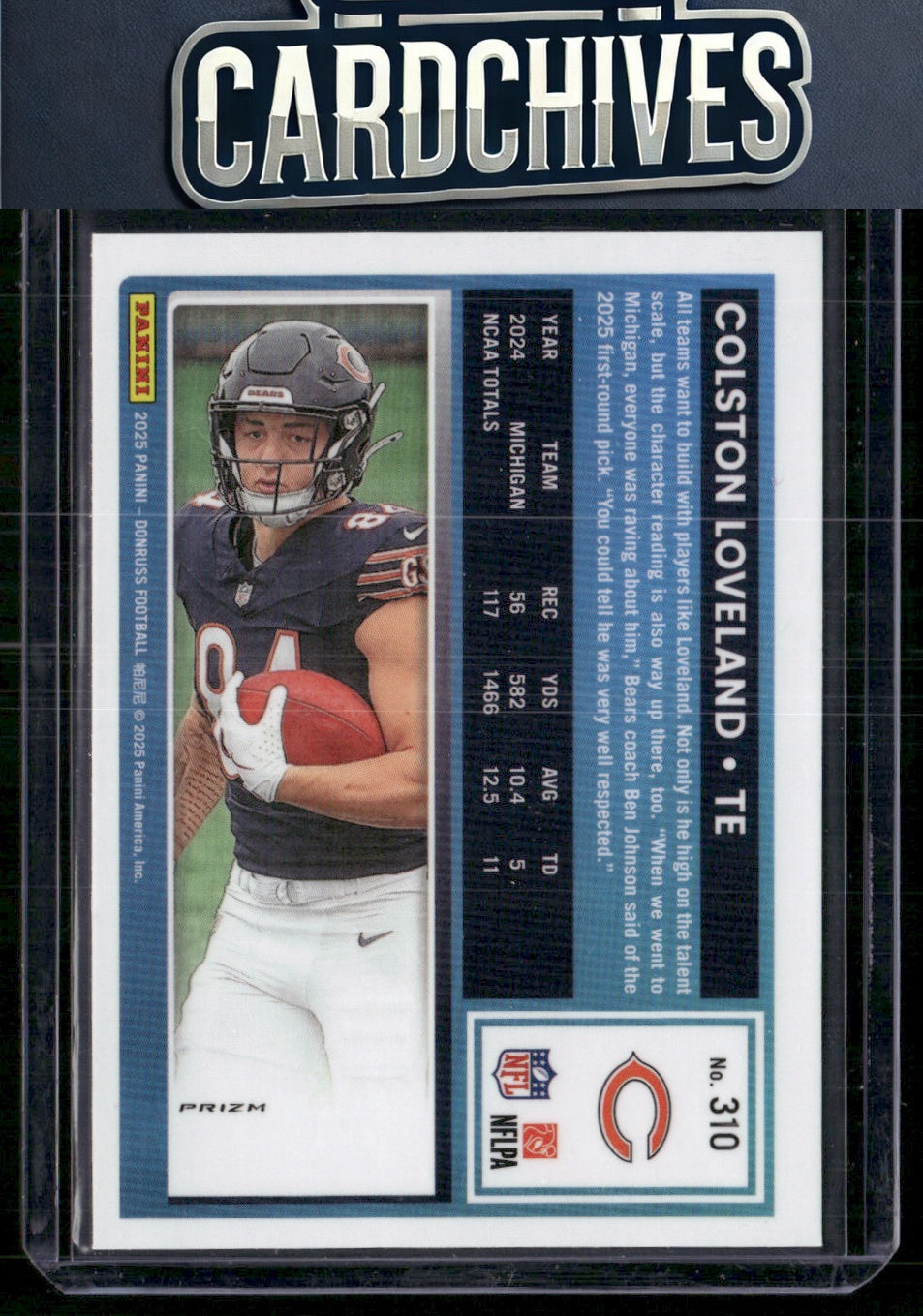 Colston Loveland 2025 Donruss #310 Optic Rated Rookies Preview Pink Rookie RC