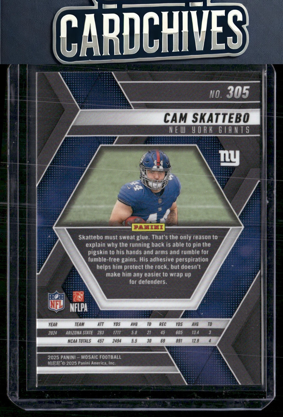 Cam Skattebo 2025 Panini Mosaic #305 Rookie RC