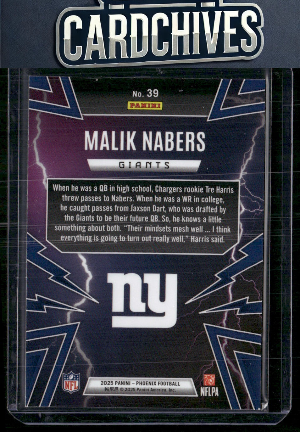 Malik Nabers 2025 Panini Phoenix #39 Thunderbirds