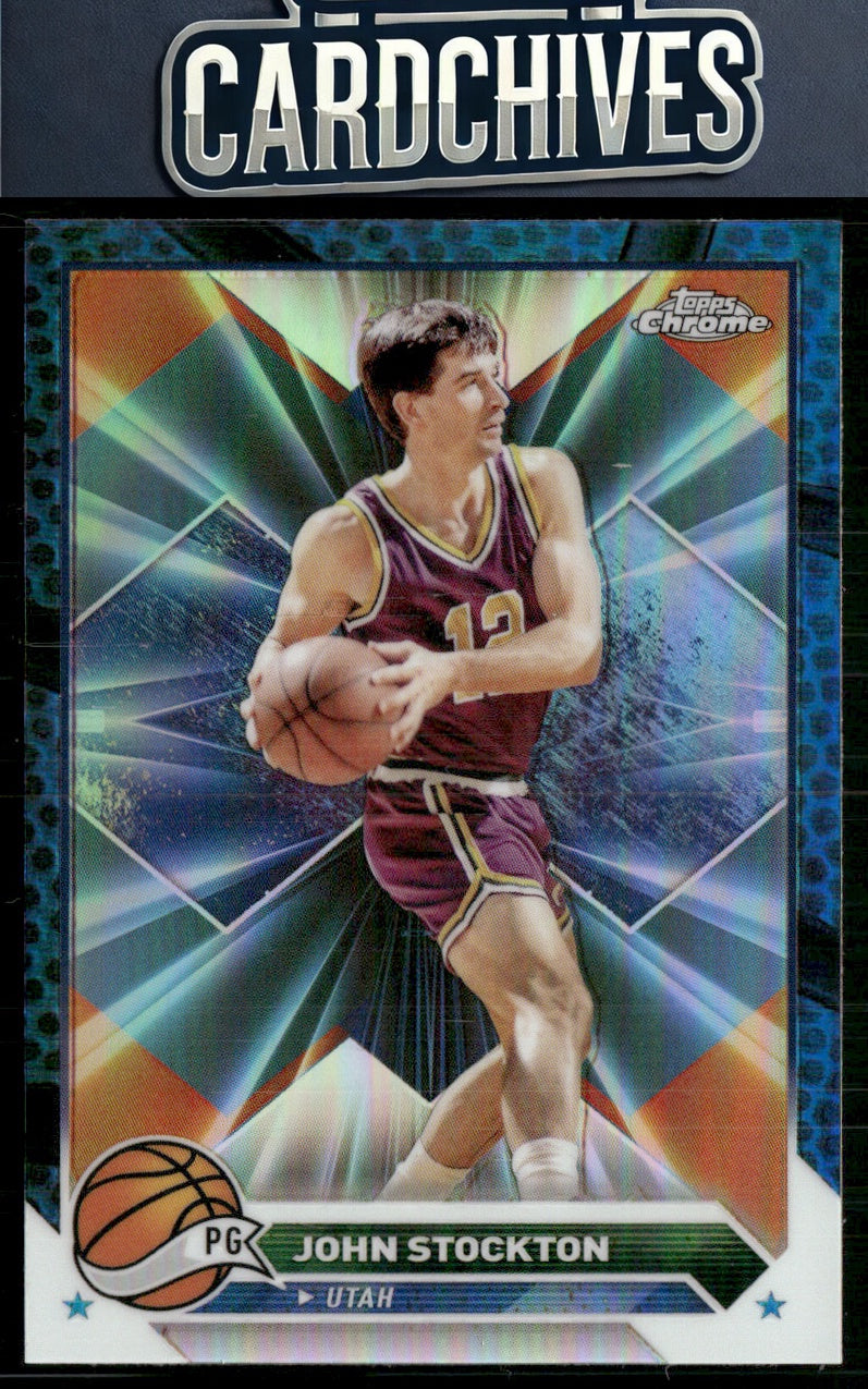 John Stockton 2023-24 Topps Chrome #149 Blue Basketball Refractors