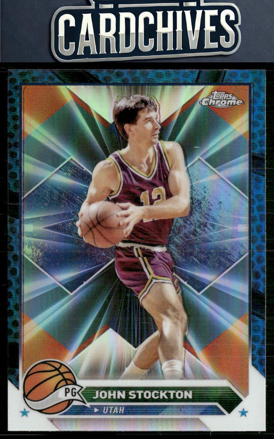 John Stockton 2023-24 Topps Chrome #149 Blue Basketball Refractors