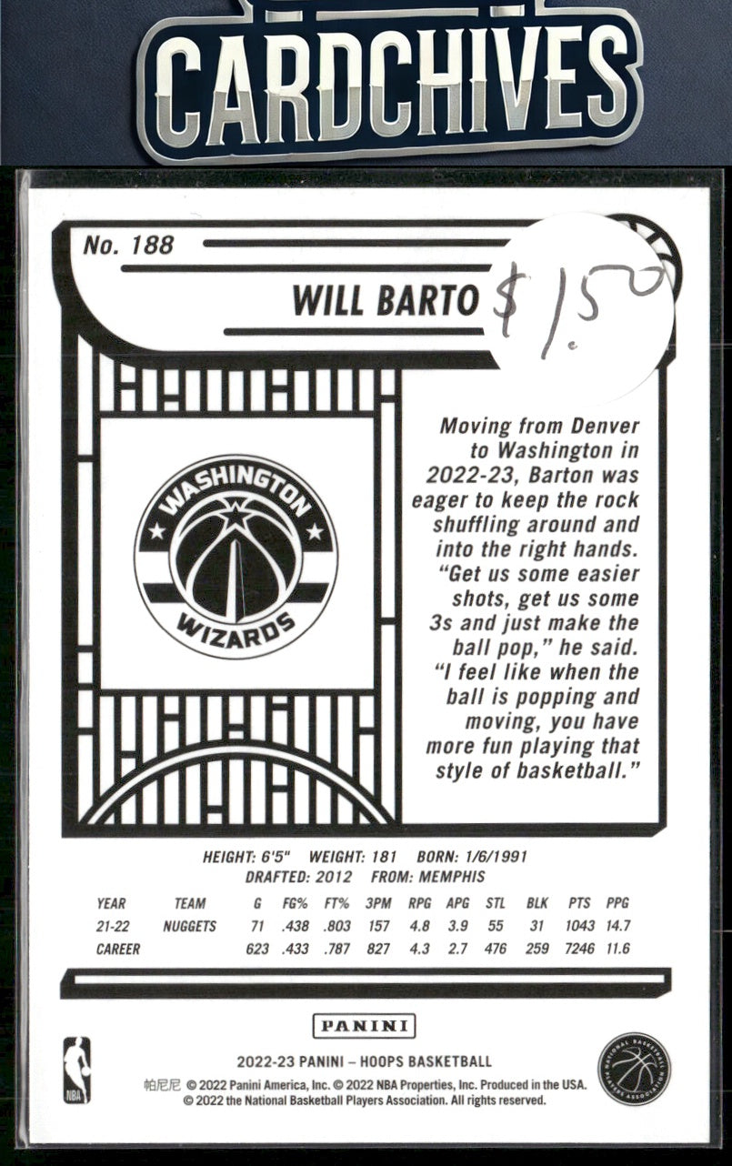 Will Barton 2022-23 Hoops Winter #188 Purple