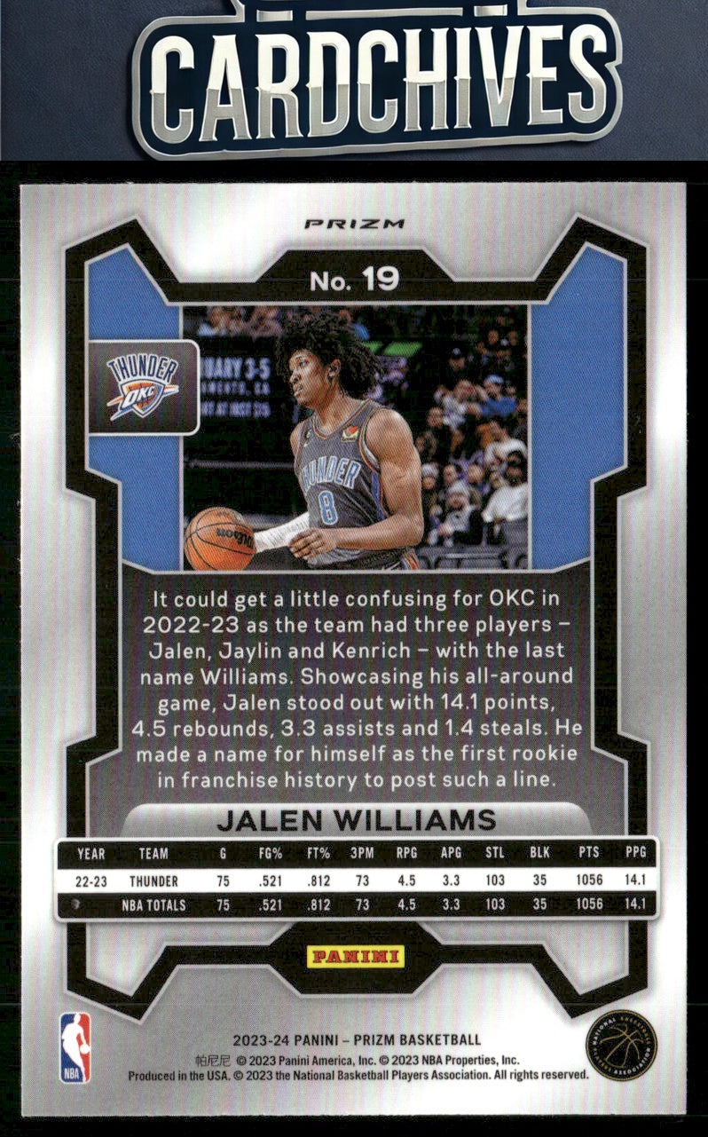 Jalen Williams 2023-24 Panini Prizm #19 Prizms Ice