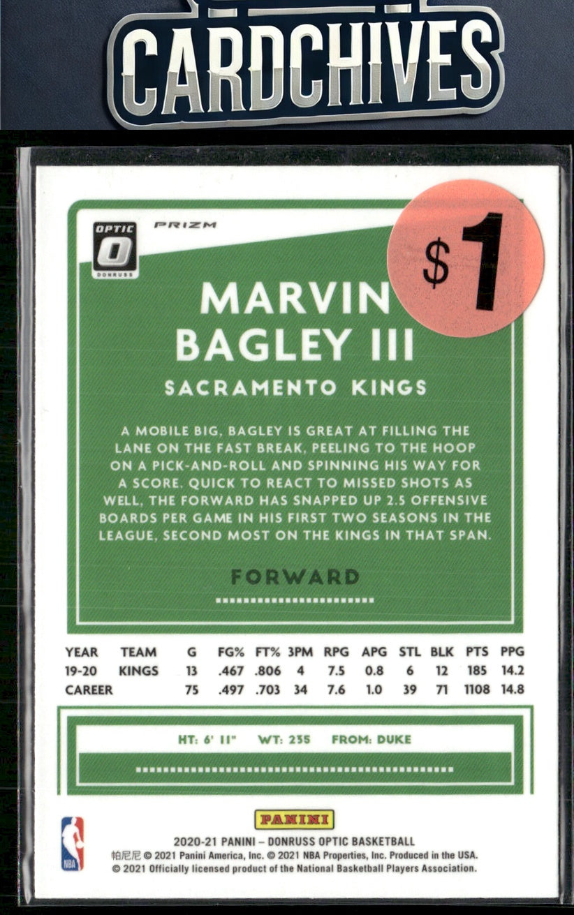 Marvin Bagley III 2020-21 Donruss Optic #47 Silver Pulsar