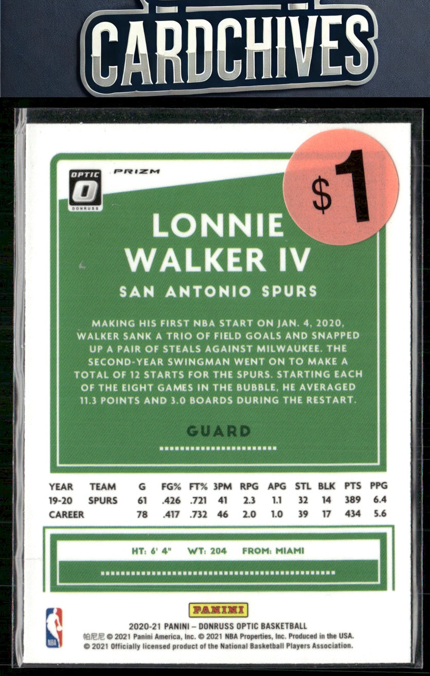 Lonnie Walker IV 2020-21 Donruss Optic #83 Silver Pulsar