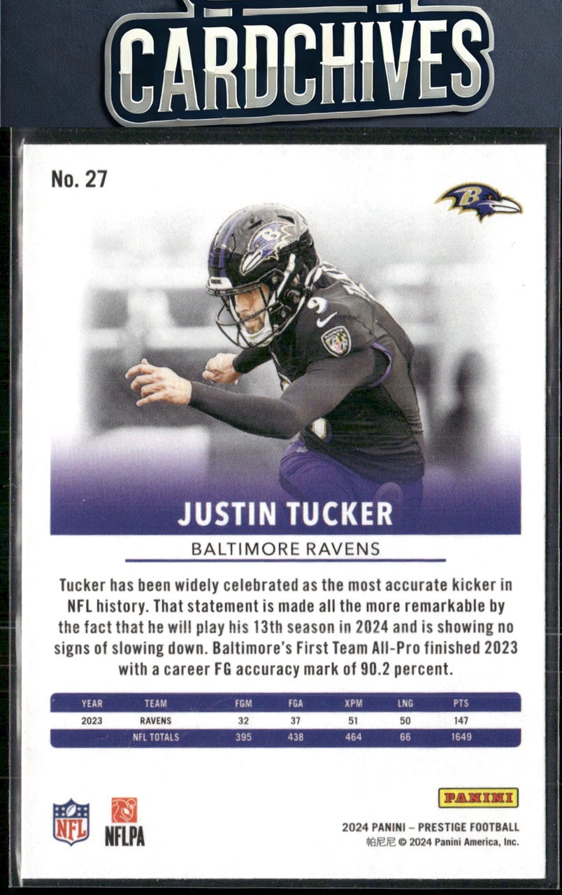 Justin Tucker 2024 Panini Prestige #27 Hyper Xtra Points