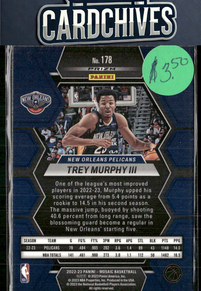 Trey Murphy III 2022-23 Panini Mosaic #178 Reactive Blue