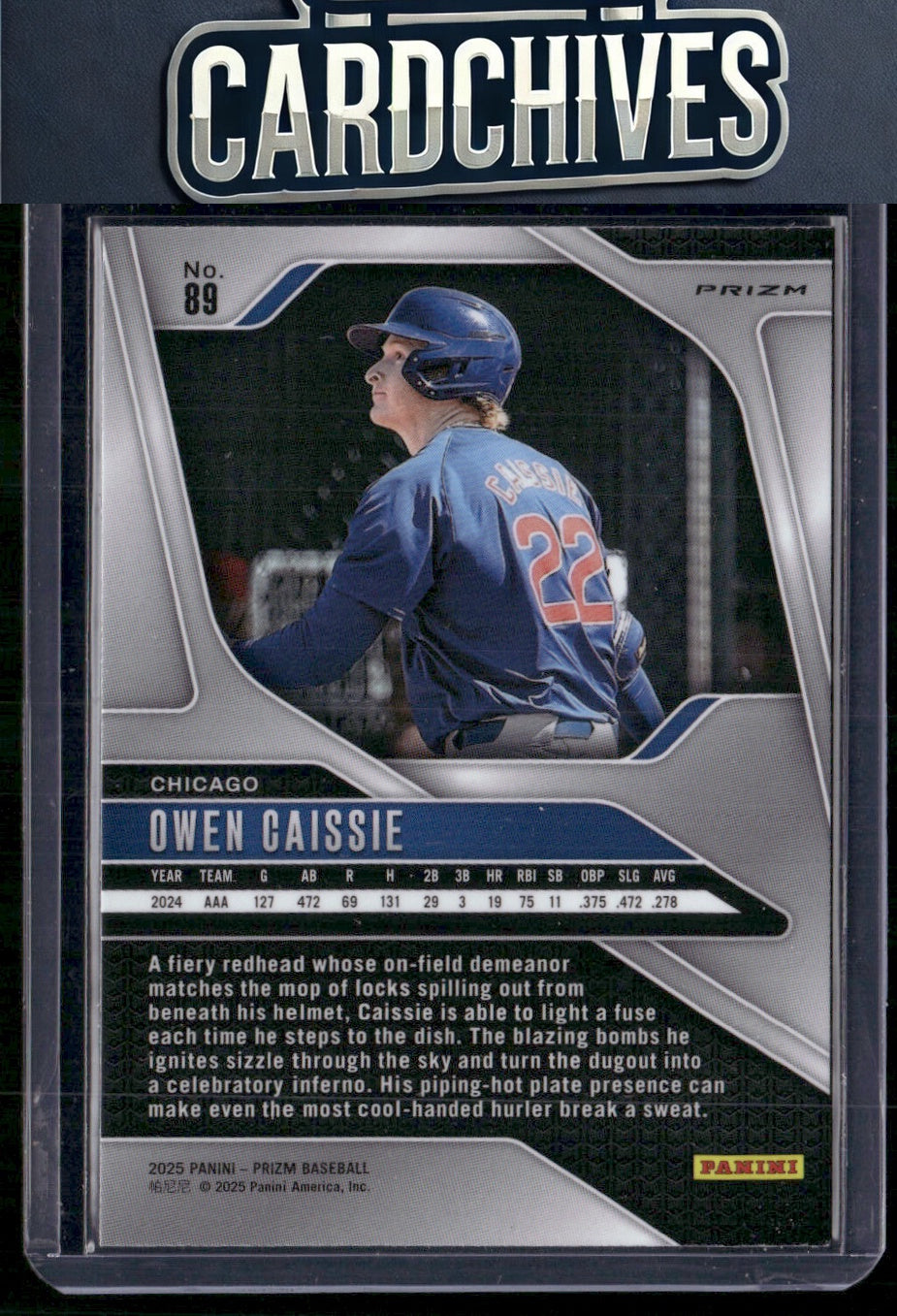 Owen Caissie 2025 Panini Prizm #89 Silver Prizms