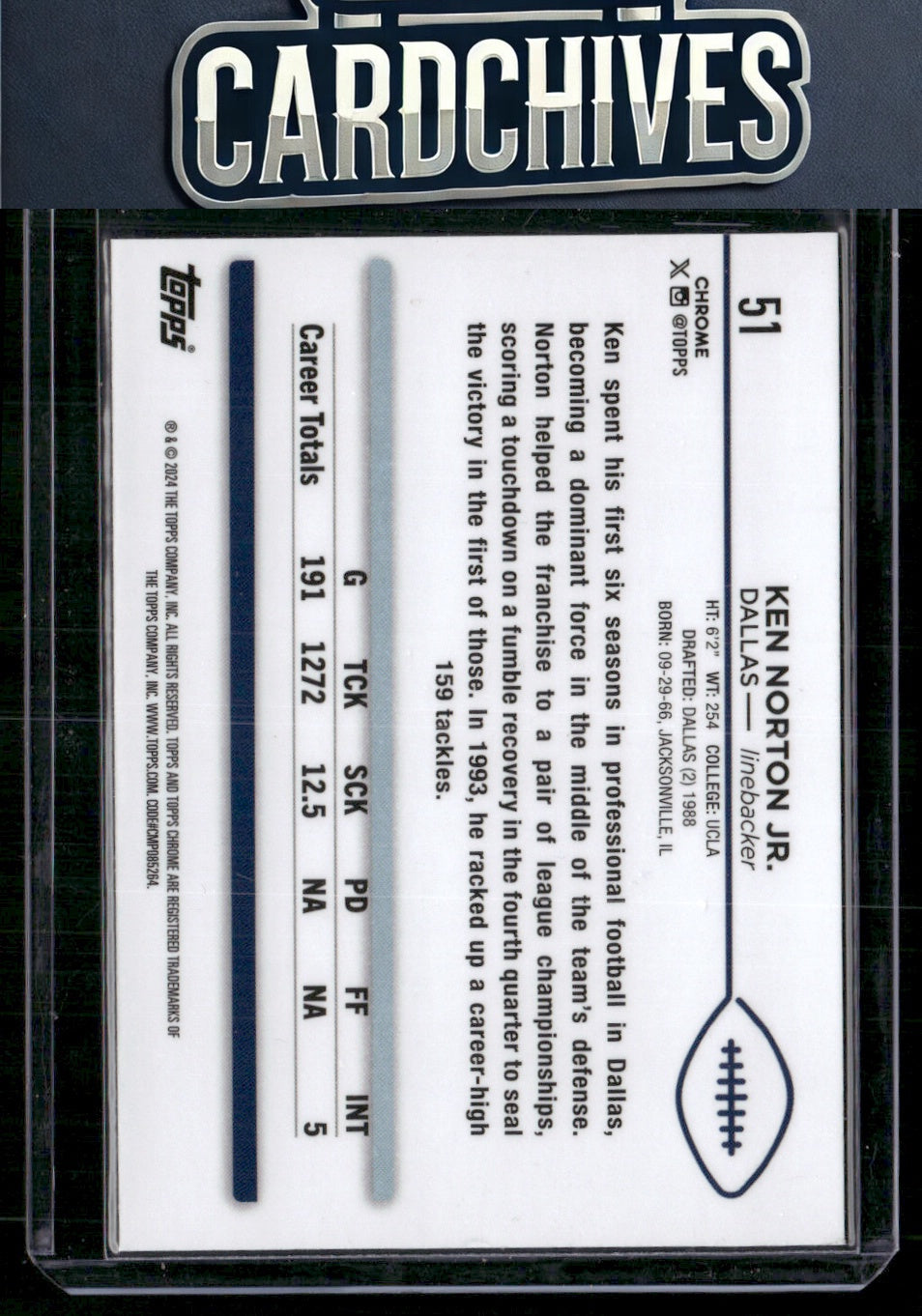 Ken Norton Jr. 2024 Topps Chrome #51 Prism Refractor