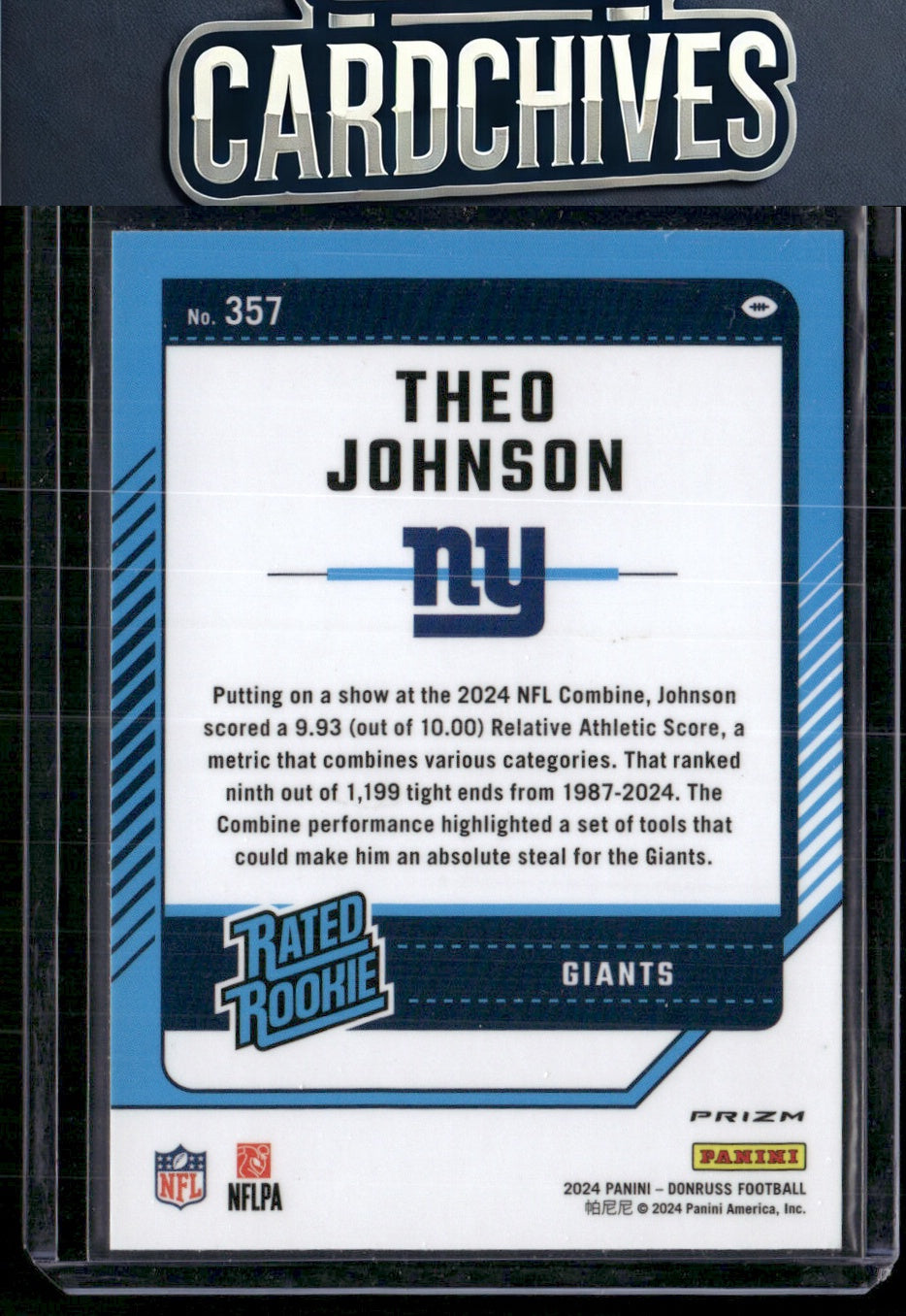 Theo Johnson 2024 Donruss #357 Optic Rated Rookies Preview Red Wave Rookie RC