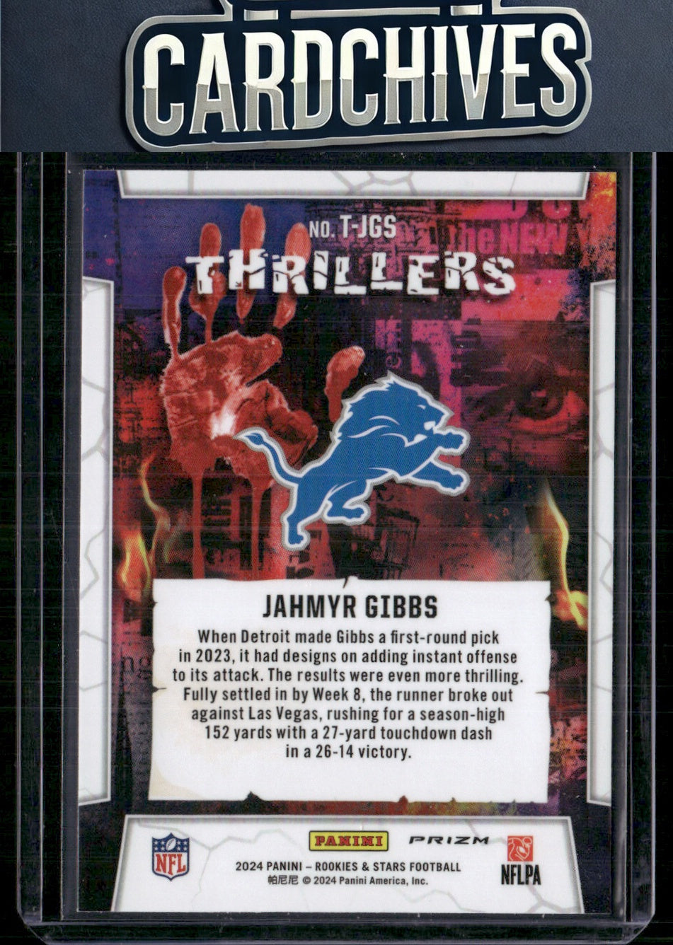 Jahmyr Gibbs 2024 Panini Rookies & Stars #T-JGS Thrillers Silver