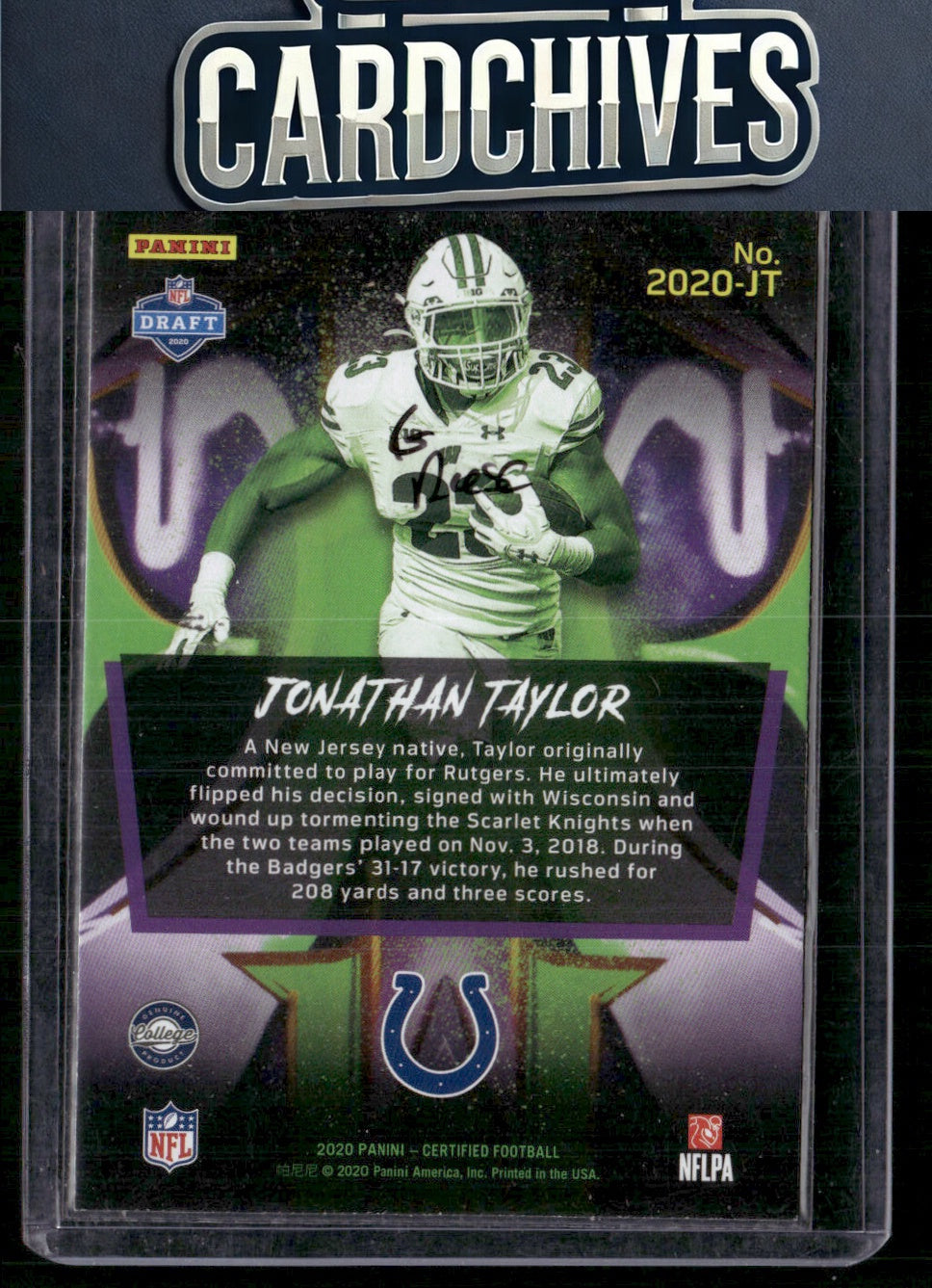 Jonathan Taylor 2020 Panini Certified #2020-JT 2020