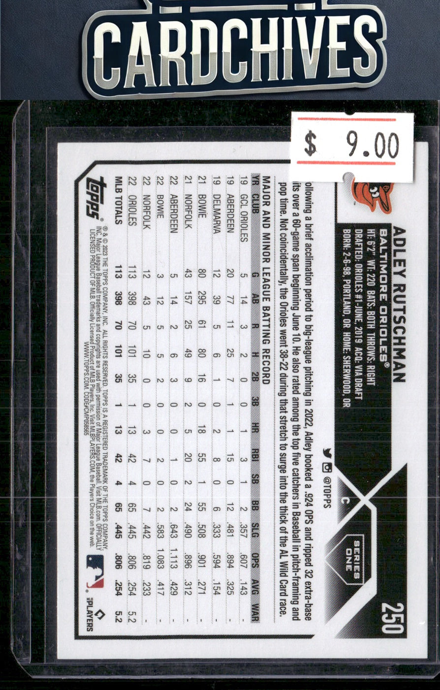Adley Rutschman 2023 Topps #250 Rookie RC