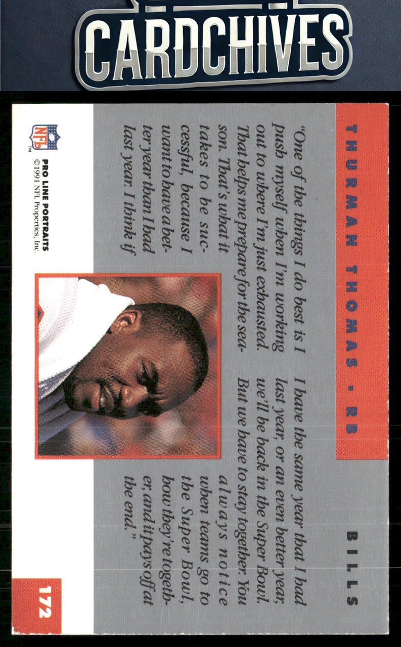 Thurman Thomas 1991 Pro Line Portraits #172