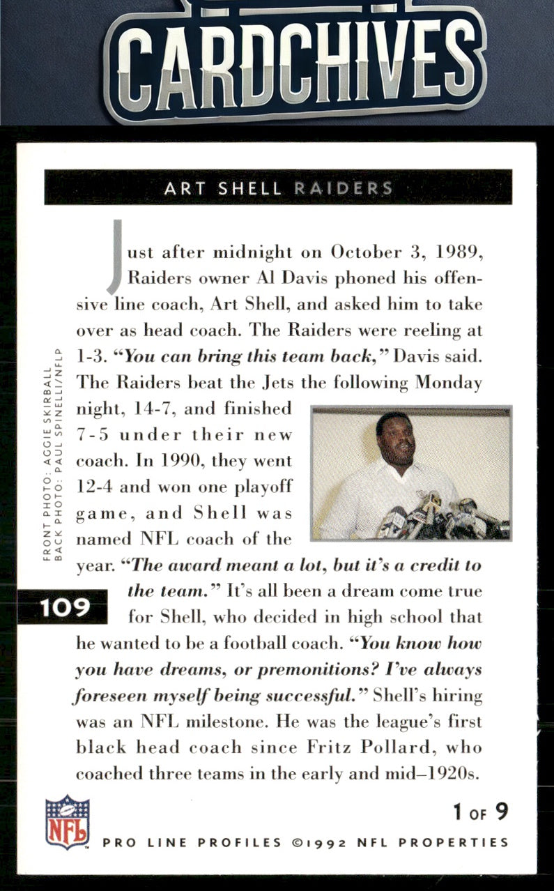 Art Shell 1992 Pro Line Profiles #109