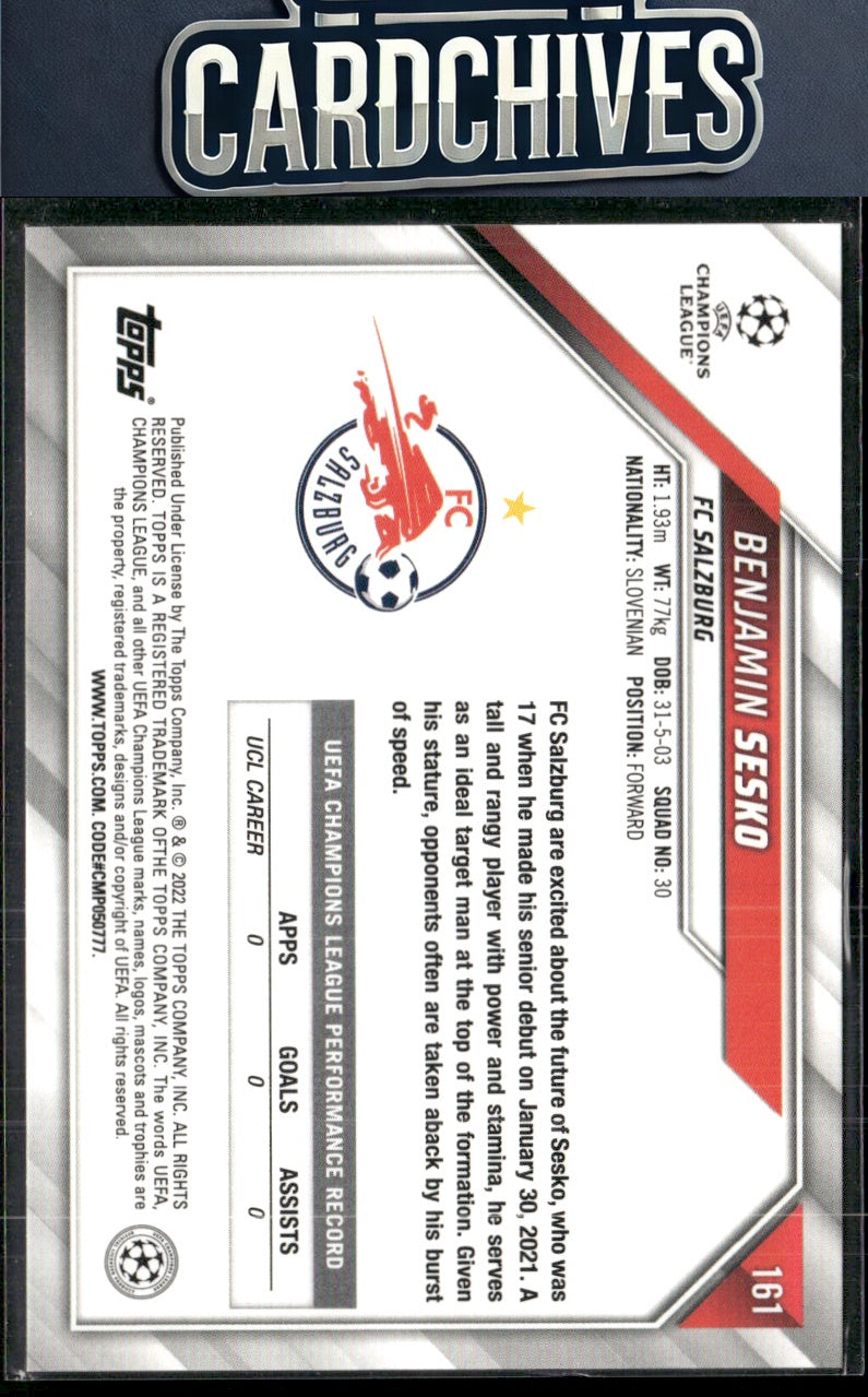 Benjamin Sesko 2021-22 Topps UEFA Champions League #161 Rookie