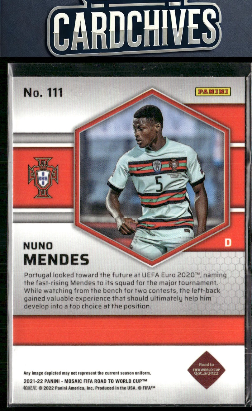 Nuno Mendes 2021-22 Panini Mosaic Road to FIFA World Cup #111 RC