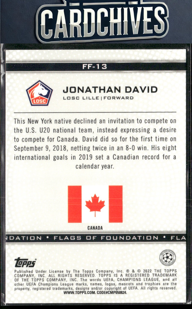 Jonathan David 2021-22 Topps UEFA Champions League #FF-13 Flags of Foundation