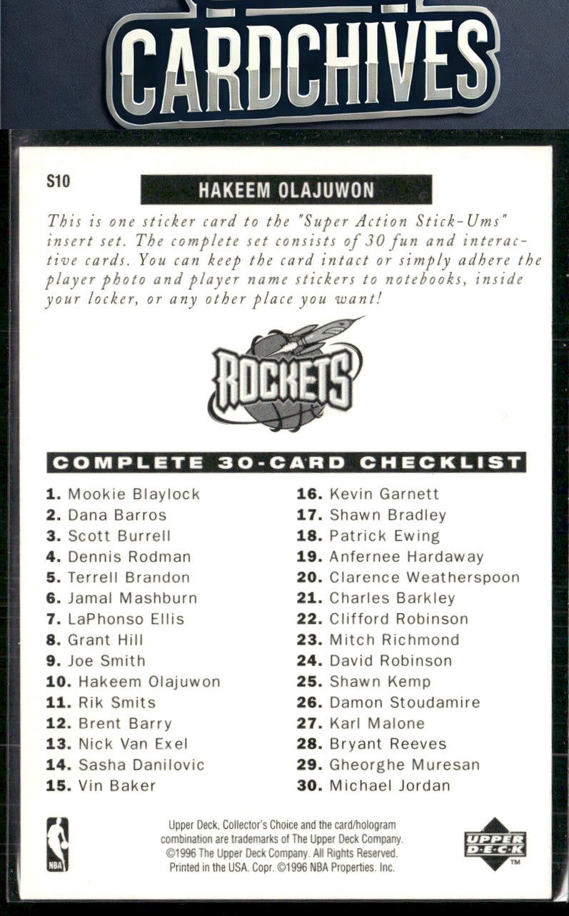 Hakeem Olajuwon 1996-97 Collector's Choice #S10 Super Action Stick 'Ums
