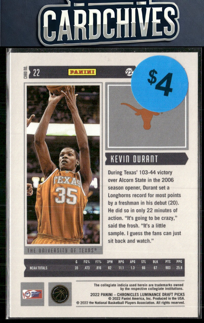 Kevin Durant 2022 Panini Chronicles Draft Picks #22 Essentials Pink