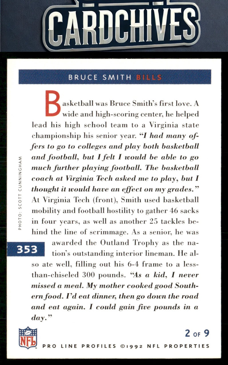 Bruce Smith 1992 Pro Line Profiles #353