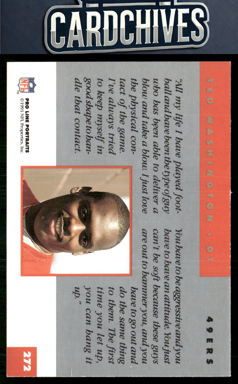 Ted Washington 1991 Pro Line Portraits #272 Rookie