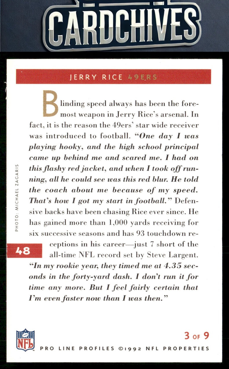 Jerry Rice 1992 Pro Line Profiles #48