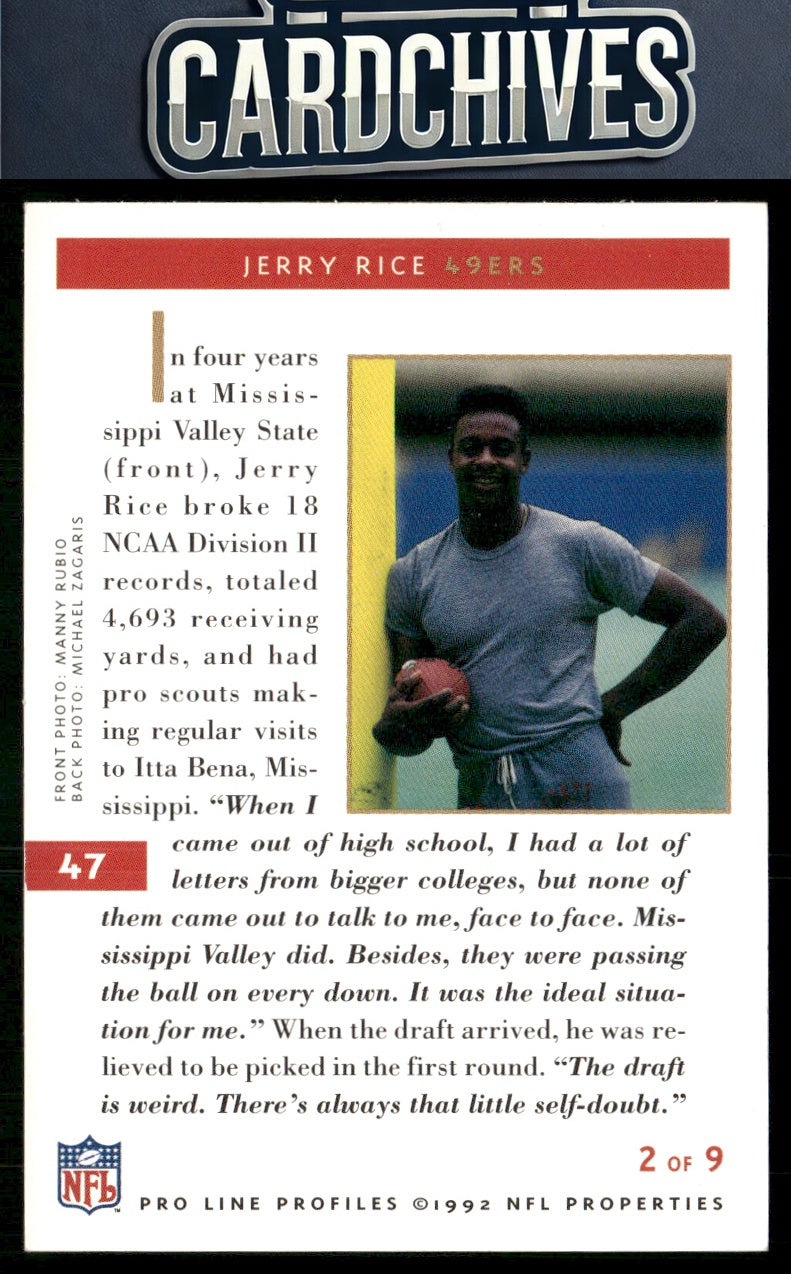 Jerry Rice 1992 Pro Line Profiles #47