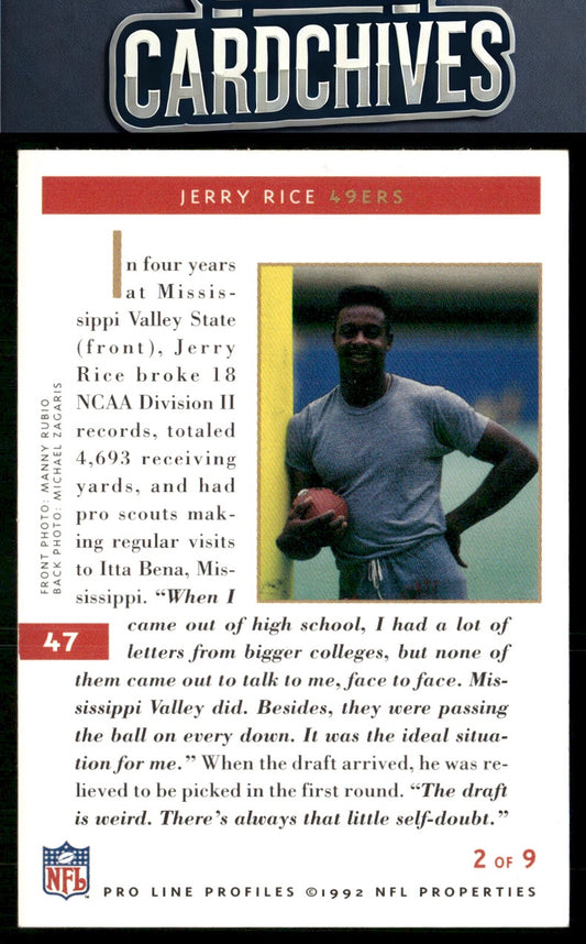 Jerry Rice 1992 Pro Line Profiles #47