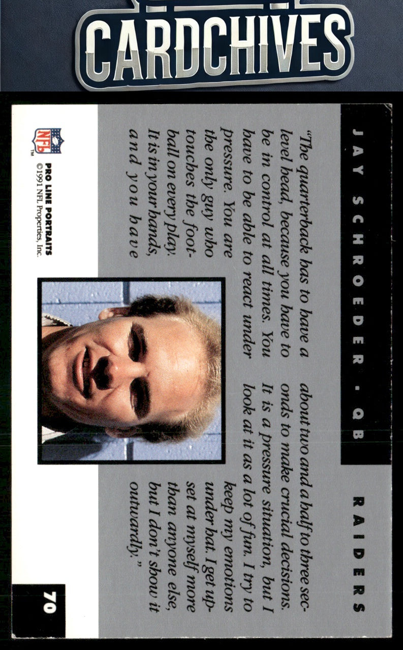 Jay Schroeder 1991 Pro Line Portraits #70