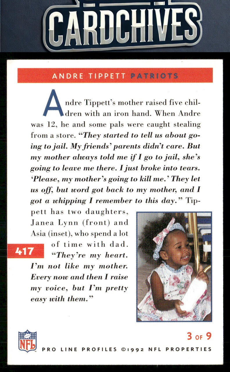 Andre Tippett 1992 Pro Line Profiles #417