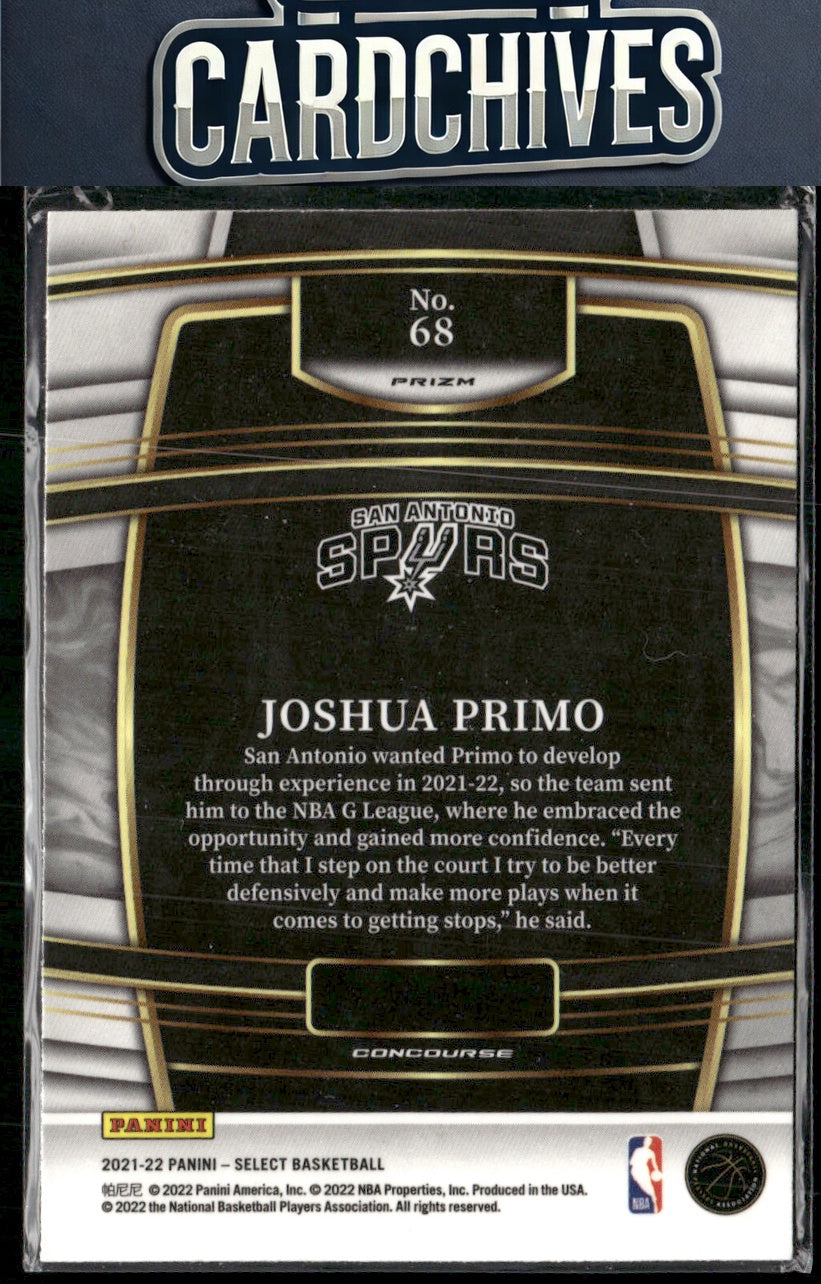 Joshua Primo 2021-22 Panini Select #68 Blue Prizms Rookie RC