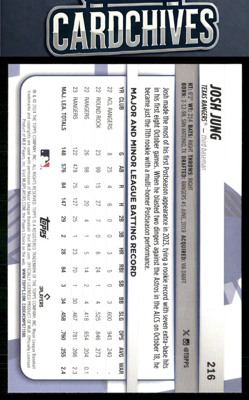 Josh Jung 2024 Topps Big League #216