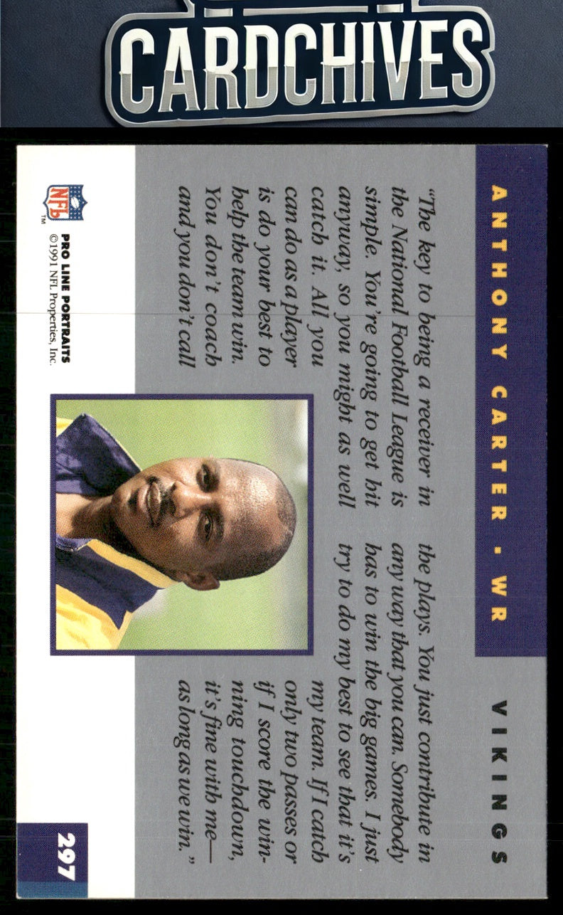 Anthony Carter 1991 Pro Line Portraits #297