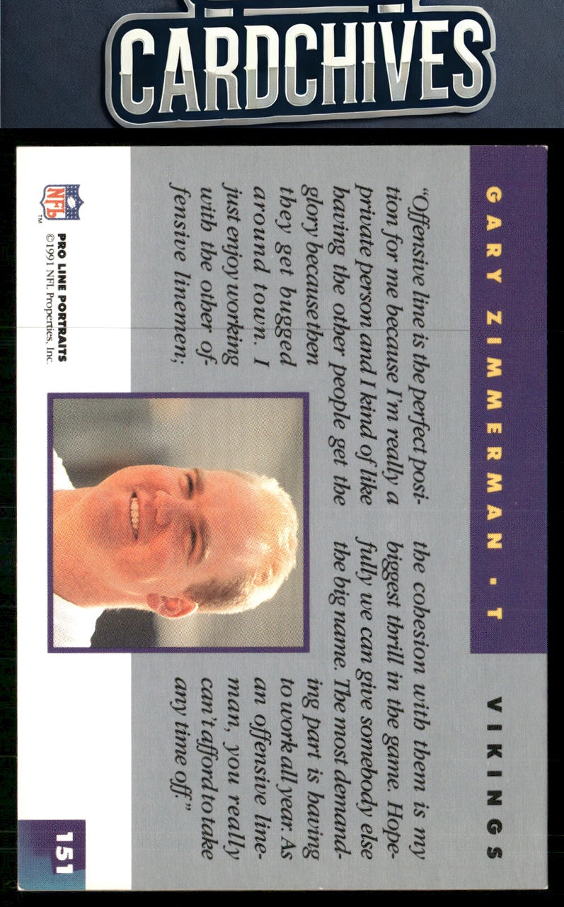 Gary Zimmerman 1991 Pro Line Portraits #151