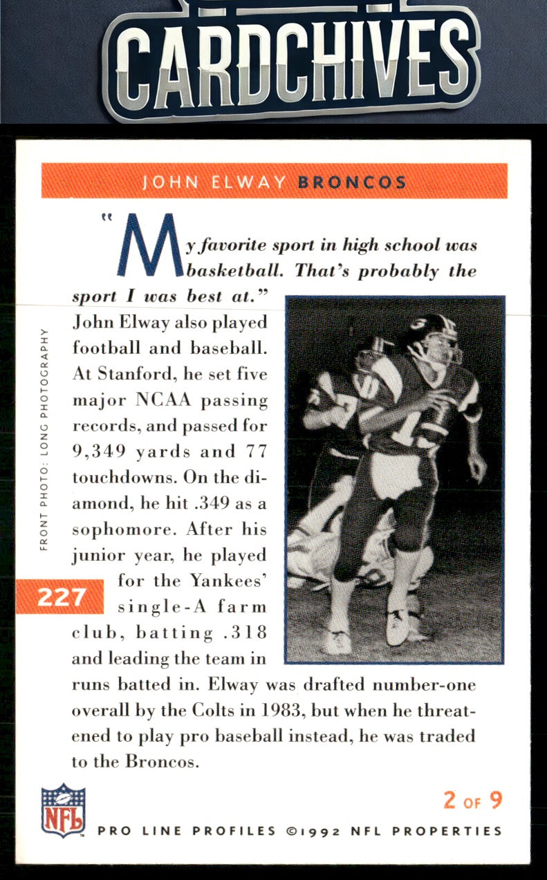 John Elway 1992 Pro Line Profiles #227