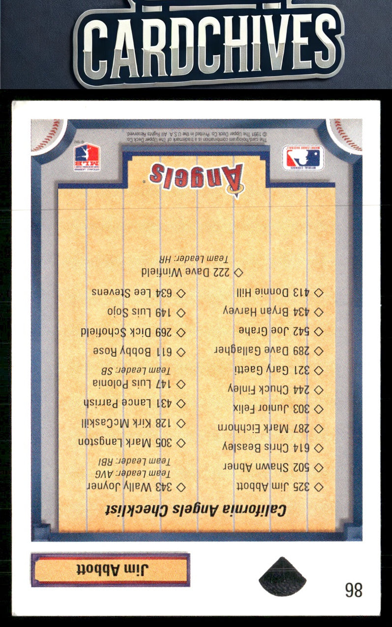 Jim Abbott 1992 Upper Deck #86