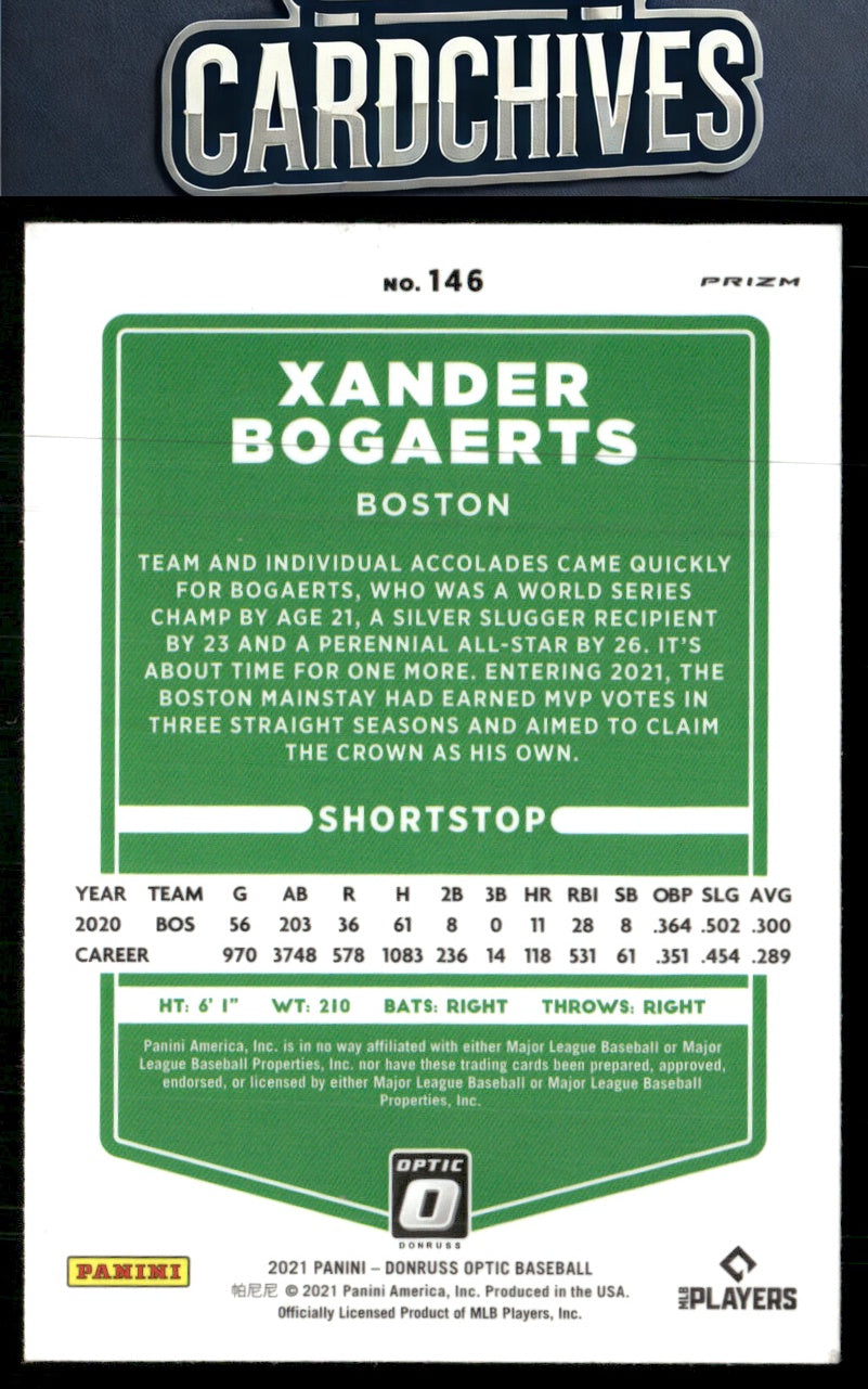 Xander Bogaerts 2021 Donruss Optic #146 Lime Green