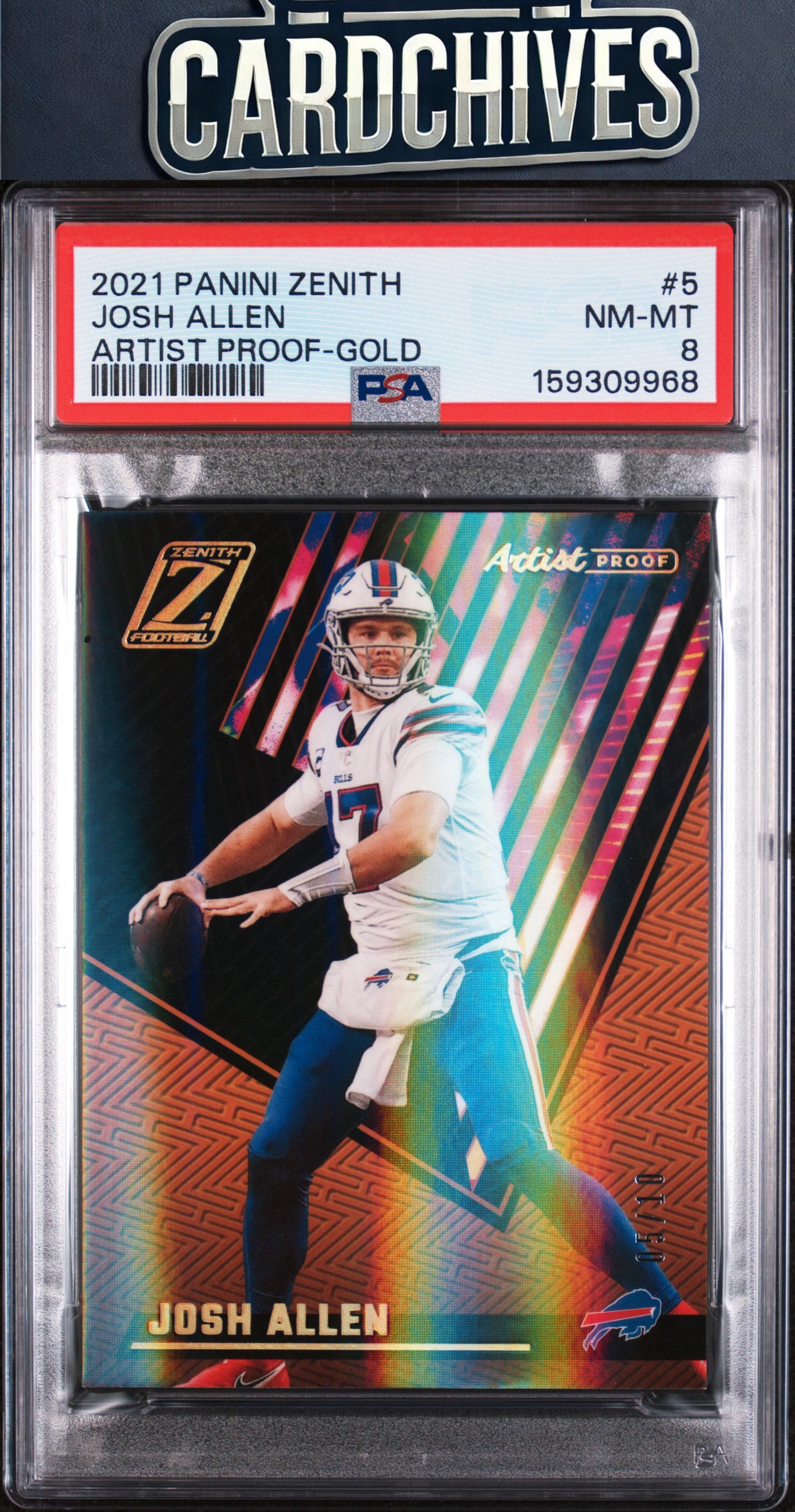 Josh Allen 2021 Zenith #5 Artist Proof Gold #/10 PSA 8 NM-MT