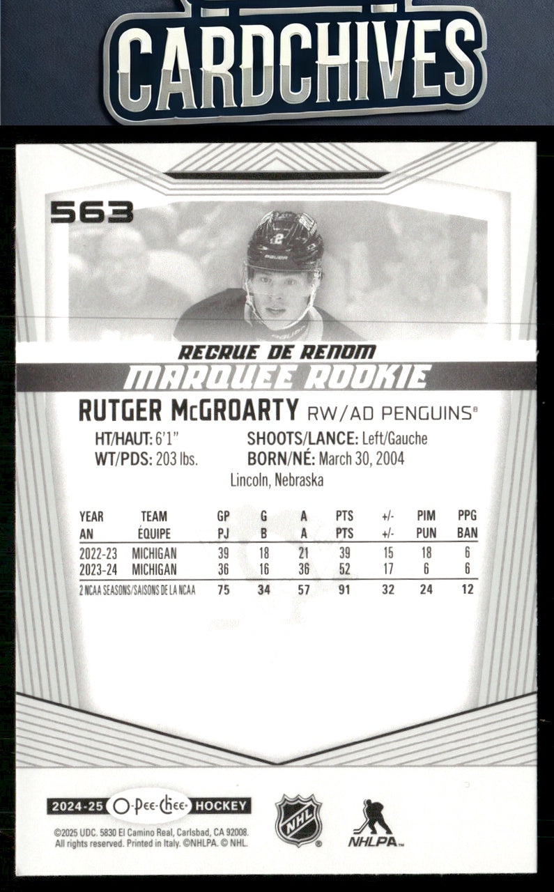 Rutger McGroarty 2024-25 O-Pee-Chee #563 RC RC