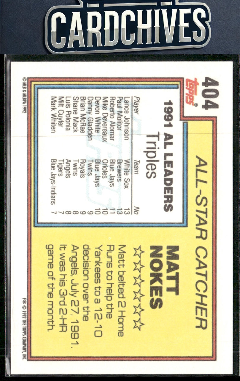 Matt Nokes 1992 Topps #404