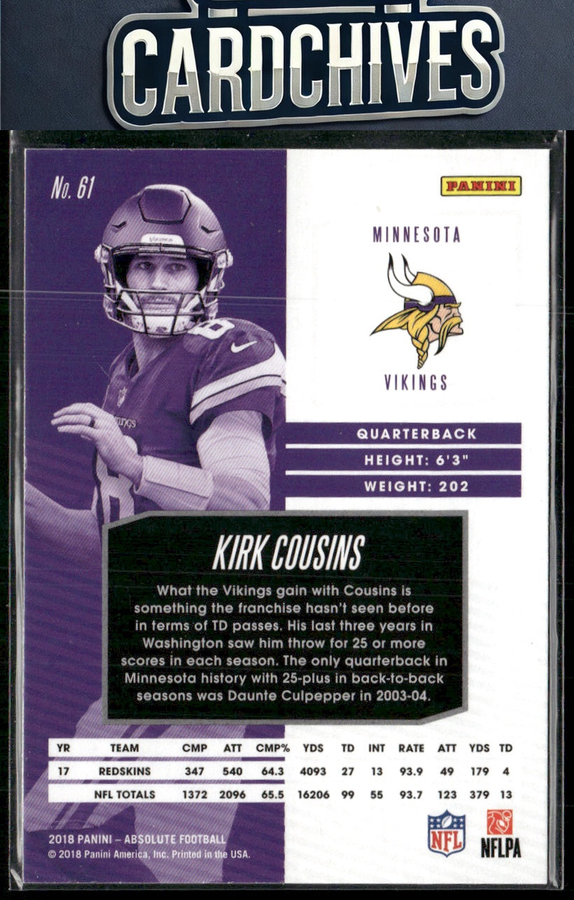 Kirk Cousins 2018 Panini Absolute #61