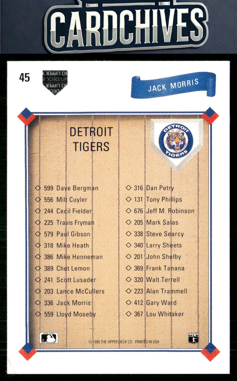 Jack Morris 1991 Upper Deck #45b