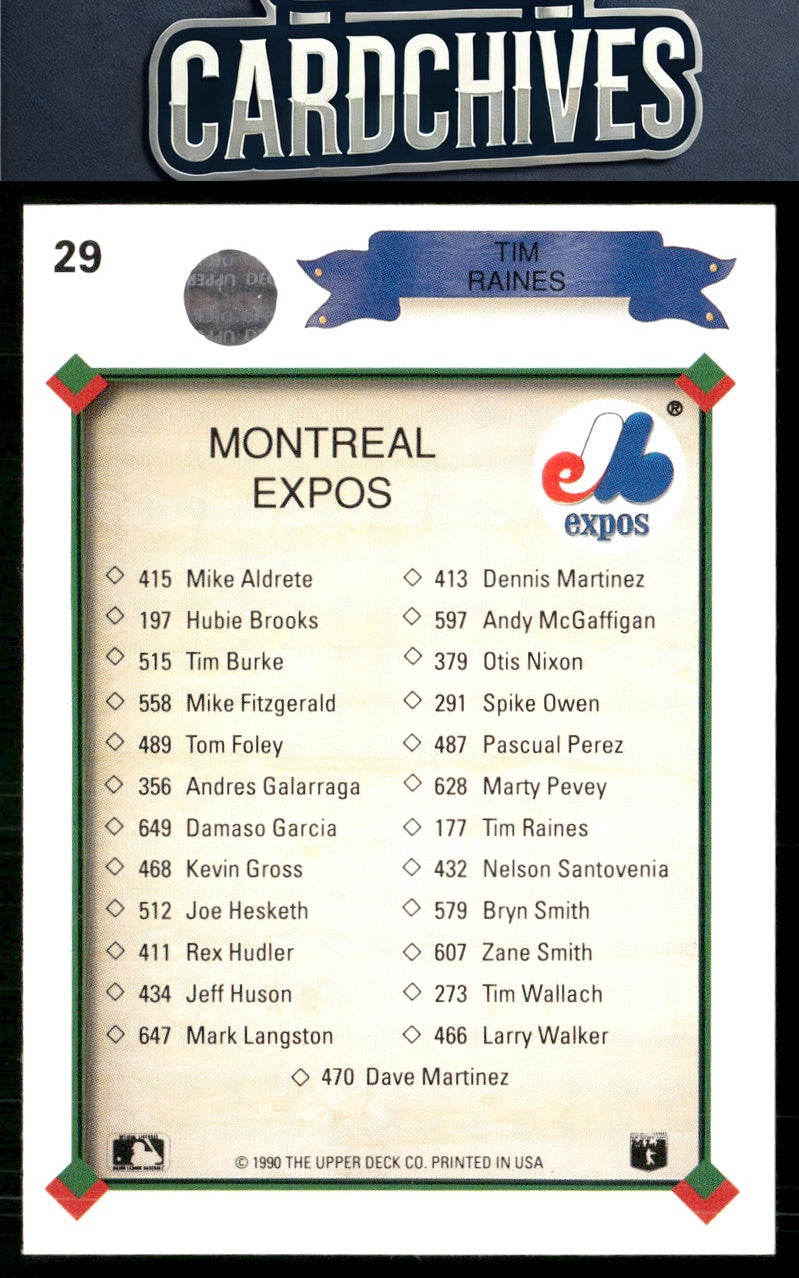 Tim Raines 1990 Upper Deck #29